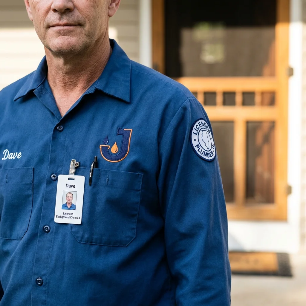 Licensed plumber showing ID badge in Cottonwood, AZ