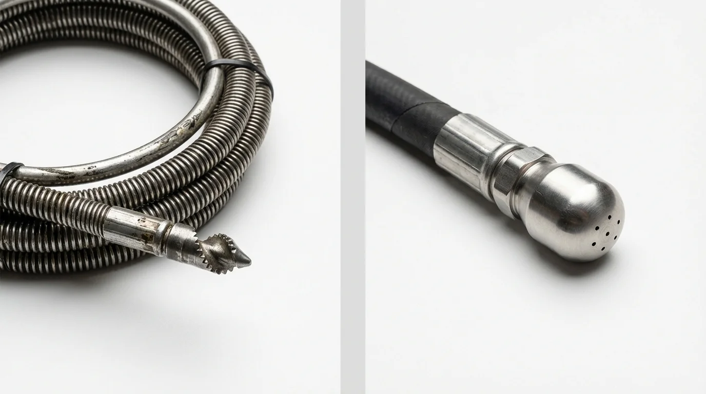 Drain snake cable and hydro jetting nozzle used for drain cleaning in Cottonwood, AZ