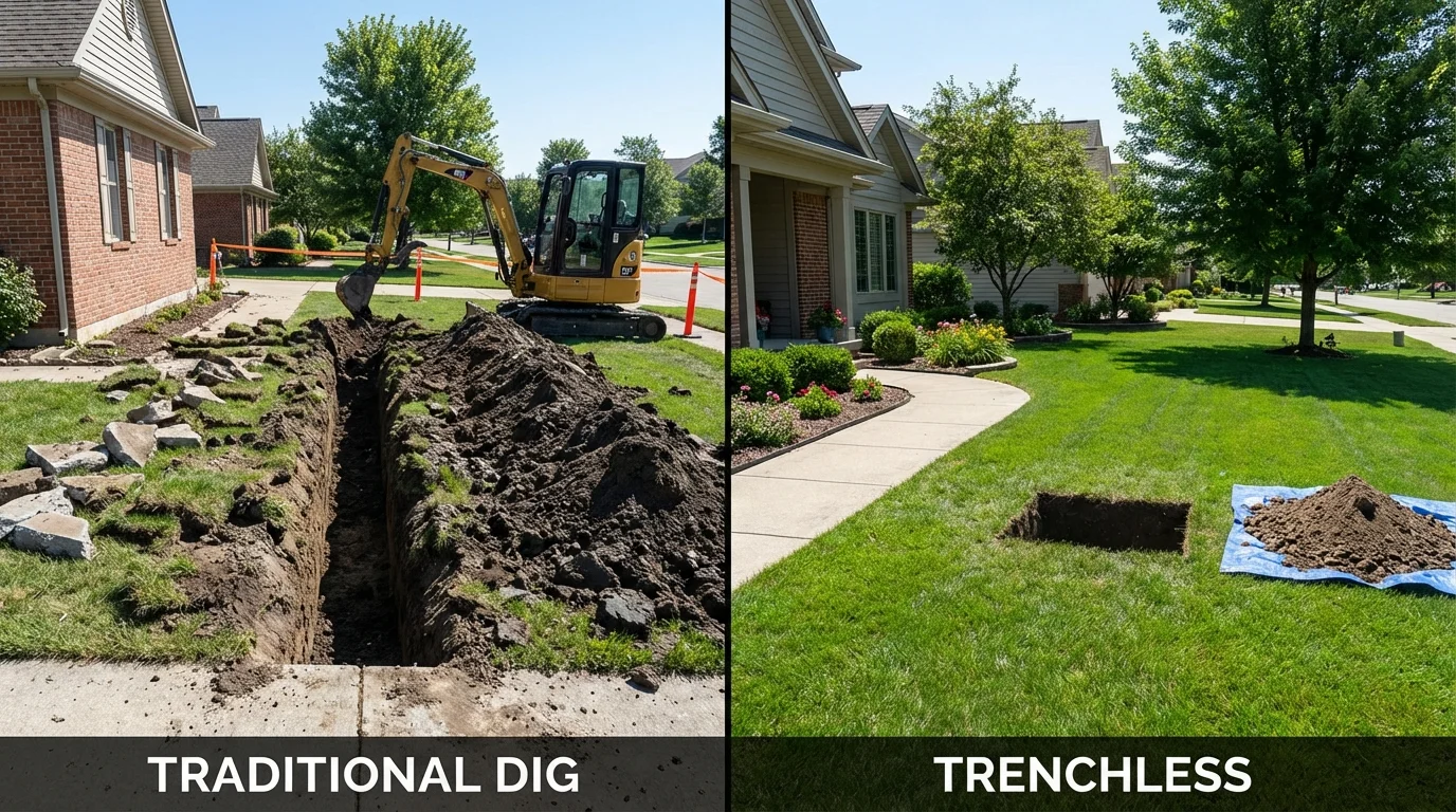 Trenchless sewer repair with minimal yard damage versus traditional excavation in Cottonwood, AZ